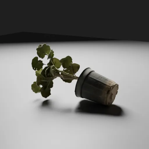 The geranium scan lying on its side on the studio floor